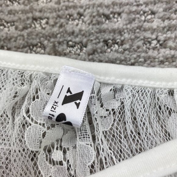 Women See Through Lace Sleepwear Blouse White Size XL - Picture 2 of 6